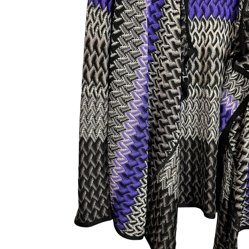 Chico's Open Front Cardigan Size 2 Med Purple Gray Black Knit Draped Lightweight